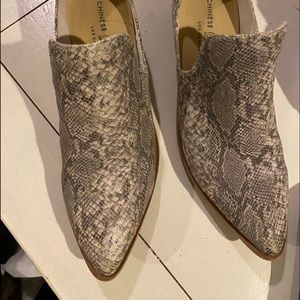 Chinese laundry snakeskin fabric shoe boot